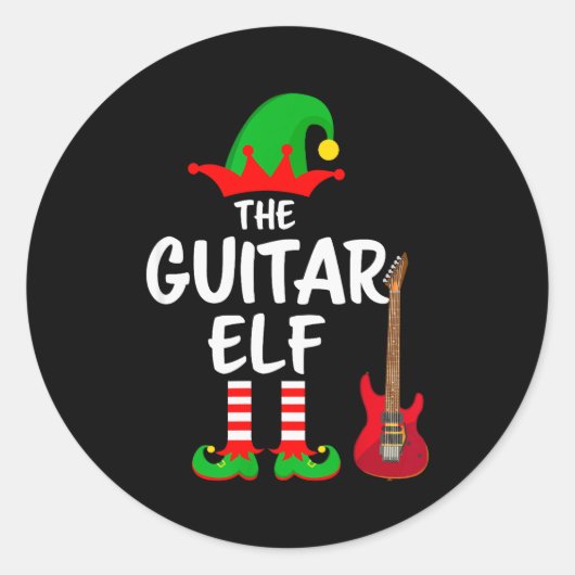 The Guitar Elf Matching Family Christmas Runder Aufkleber (Vorderseite)