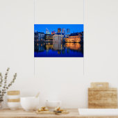 The Hague skyline at blue hour poster (Küche)