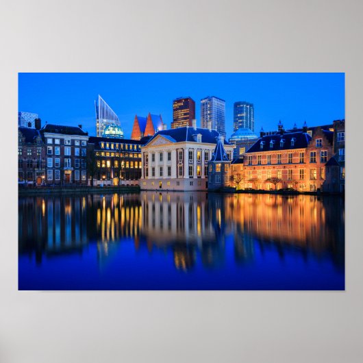 The Hague skyline at blue hour poster (Vorne)