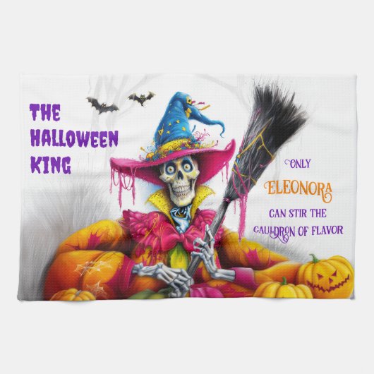 The Halloween King Witchy Skeleton Geschirrtuch (Horizontal)
