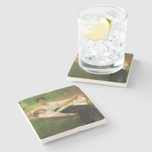 The Hammock (von Joseph DeCamp) Steinuntersetzer (Seitenansicht)