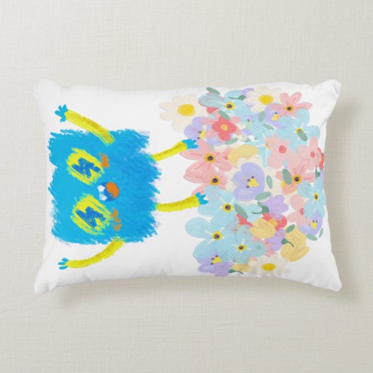 The Happy Blue Scribble on a Bed of Flowers Dekokissen (Vorderseite)