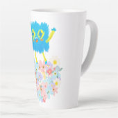 The Happy Blue Scribble on a Bed of Flowers Milchtasse (Rechte Ecke)