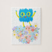 The Happy Blue Scribble on a Bed of Flowers Puzzle (Vertikal)