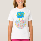 The Happy Blue Scribble on a Bed of Flowers T-Shirt (Vorderseite)