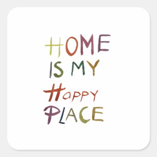 The Happy Introvert “Home Is My Happy Place” Quadratischer Aufkleber