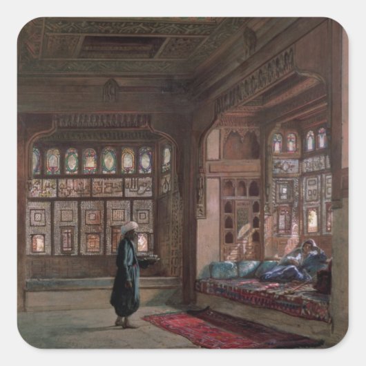 The Harem of Sheikh Sadat, Cairo, 1870 Quadratischer Aufkleber (Vorderseite)