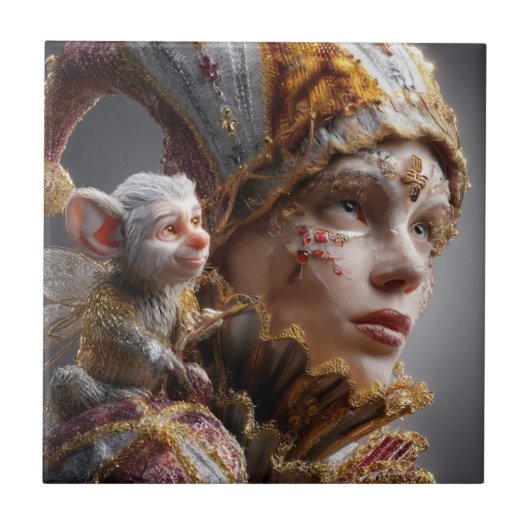 "The Harlequin Monkey with Magic Wings Fliese (Vorderseite)
