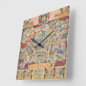 The Heart of Birmingham, England Map Quadratische Wanduhr (Winkel)