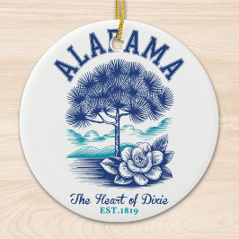 The Heart of Dixie – Alabama Camellia & Tree Graph Keramik Ornament