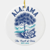The Heart of Dixie – Alabama Camellia & Tree Graph Keramik Ornament (Hinten)