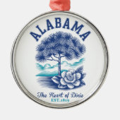 The Heart of Dixie – Alabama Camellia & Tree Graph Ornament Aus Metall (Vorne)