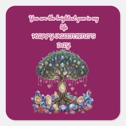 The Heart of the Gem Tree: A Romantic Valentine's  Quadratischer Aufkleber (Vorderseite)