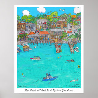 The Heart of West End #7, Roatan, Honduras Poster