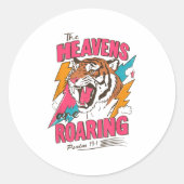 The Heavens Are Roaring Psalm 19_1, Retro Tiger Gr Runder Aufkleber (Vorderseite)