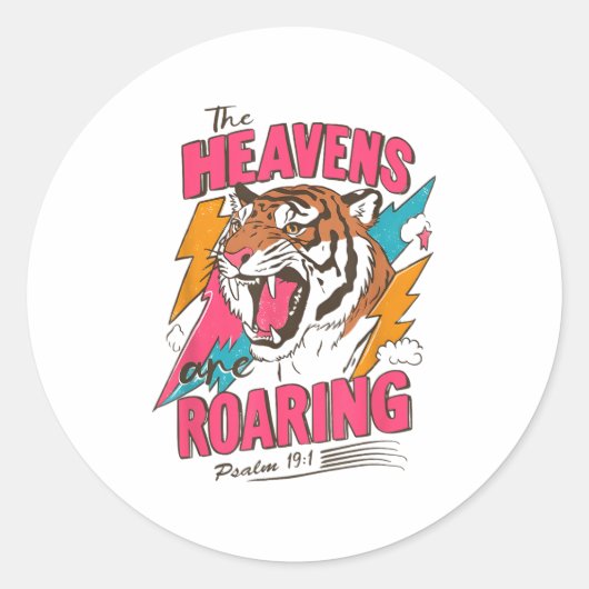 The Heavens Are Roaring Psalm 19_1, Retro Tiger Gr Runder Aufkleber (Vorderseite)