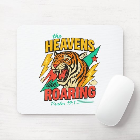 The Heavens Are Roaring Psalm 19_1 Tiger Christian Mousepad (Mit Mouse)
