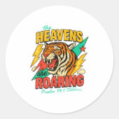 The Heavens Are Roaring Psalm 19_1 Tiger Christian Runder Aufkleber (Vorderseite)