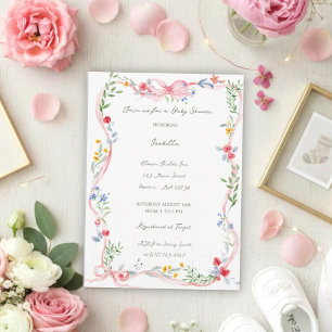 The Heirloom Rose & Ribbon Cottage Garten Einladung