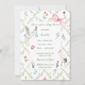 The Heirloom Rose & Ribbon Signature Stork Einladung (Vorderseite)
