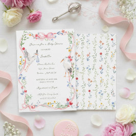 The Heirloom Rose & Ribbon Signature Stork Einladung