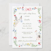 The Heirloom Rose & Ribbon Signature Stork Einladung (Vorderseite)