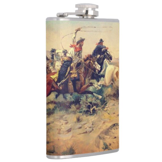 The Herd Quitter (von C. M. Russell, c. 1897) Flachmann (Rechts)