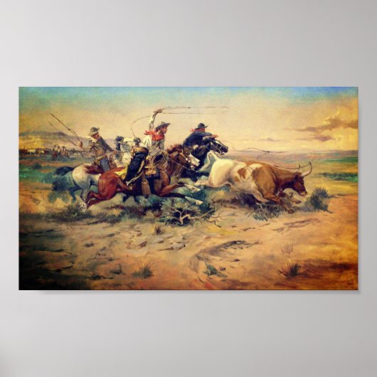 The Herd Quitter (von C. M. Russell, c. 1897) Poster (Vorne)