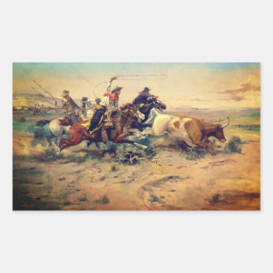 The Herd Quitter (von C. M. Russell, c. 1897) Rechteckiger Aufkleber