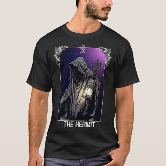 The Hermit Tarot Card Gothic Halloween Grim Reaper T-Shirt (Vorderseite)