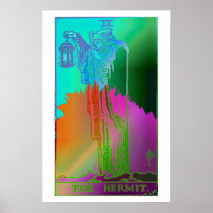 The Hermit Tarot Karte Psychedelisches Poster