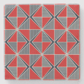 The Hetman’s Shield: Crimson & Slate Geometric Steinuntersetzer (Vorderseite)