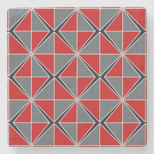 The Hetman’s Shield: Crimson & Slate Geometric Steinuntersetzer (Vorderseite)