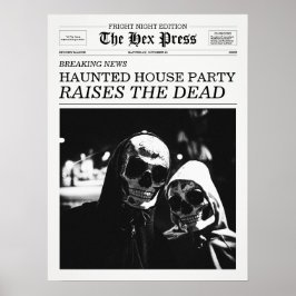 The Hex Press Newspaper Haunted House Party Poster