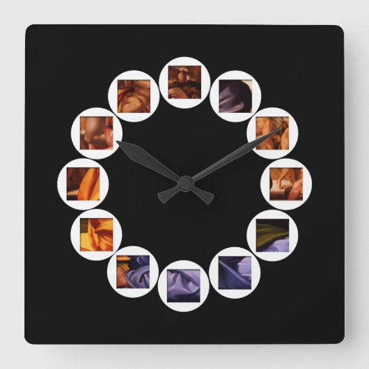 The Hidden Doni Tondo by Michelangelo Square Clock Quadratische Wanduhr (Vorderseite)