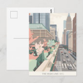The High Line NYC Pastell-Kunst Postkarte (Vorne/Hinten)