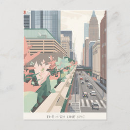 The High Line NYC Pastell-Kunst Postkarte