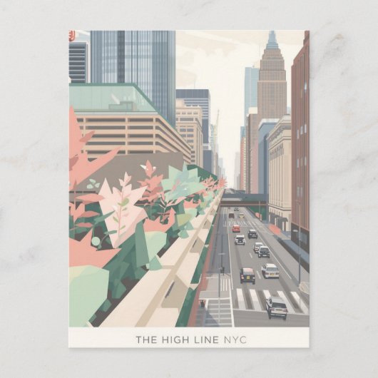The High Line NYC Pastell-Kunst Postkarte (Vorderseite)