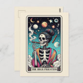 The High Priestess Tarot Art Smoking Skeleton Goth Postkarte (Vorne/Hinten)