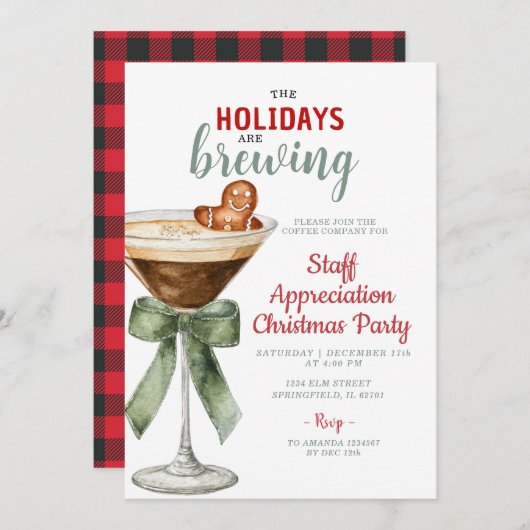 The Holidays Are Brewing Office Community Invite Einladung (Vorne/Hinten)