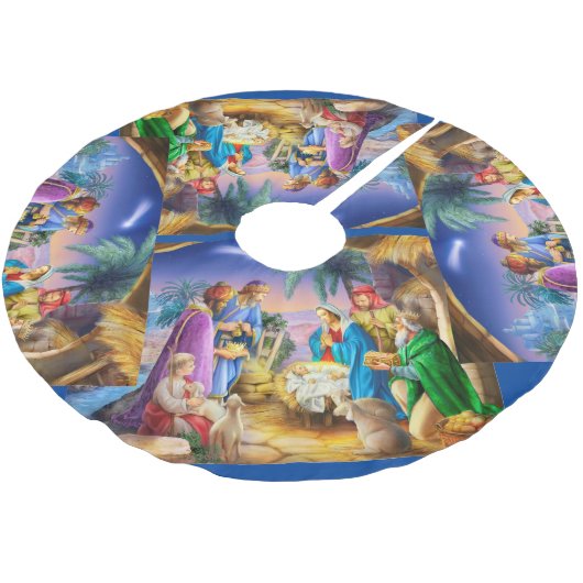 The holy night polyester weihnachtsbaumdecke (Schrägansicht)