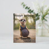 "The Hoop Star Baby Meerkat" Geburtstag Postkarte (Stehend Vorderseite)