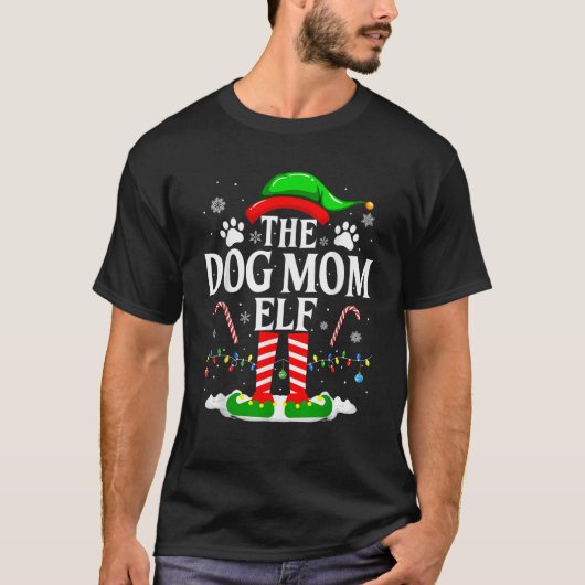 The Hund Mama Elf Xmas Funny Hunde Liebhaber Weihn T-Shirt (Vorderseite)