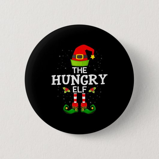 The Hungry Elf Christmas Family Matching Pajama Button (Vorderseite)