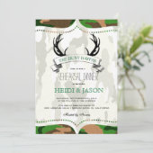 "The Hunt is Over" Rustikale Camouflage Probe Dinn Einladung (Stehend Vorderseite)