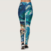 The Ice and The Fish abstract blue teal gold white Leggings (Rückseite)