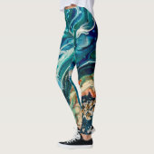 The Ice and The Fish abstract blue teal gold white Leggings (Links)