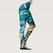 The Ice and The Fish abstract blue teal gold white Leggings (Rechts)