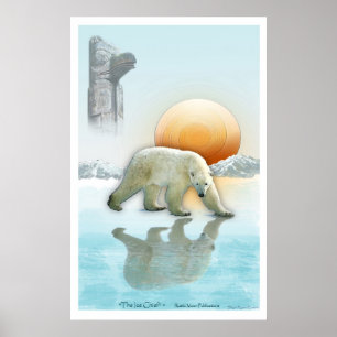 "THE ICE CHIEF" Polar Bear & Totem Pole Art Poster