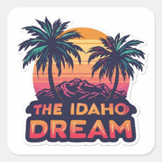 The Idaho Dream American Retro Sunset Quadratischer Aufkleber